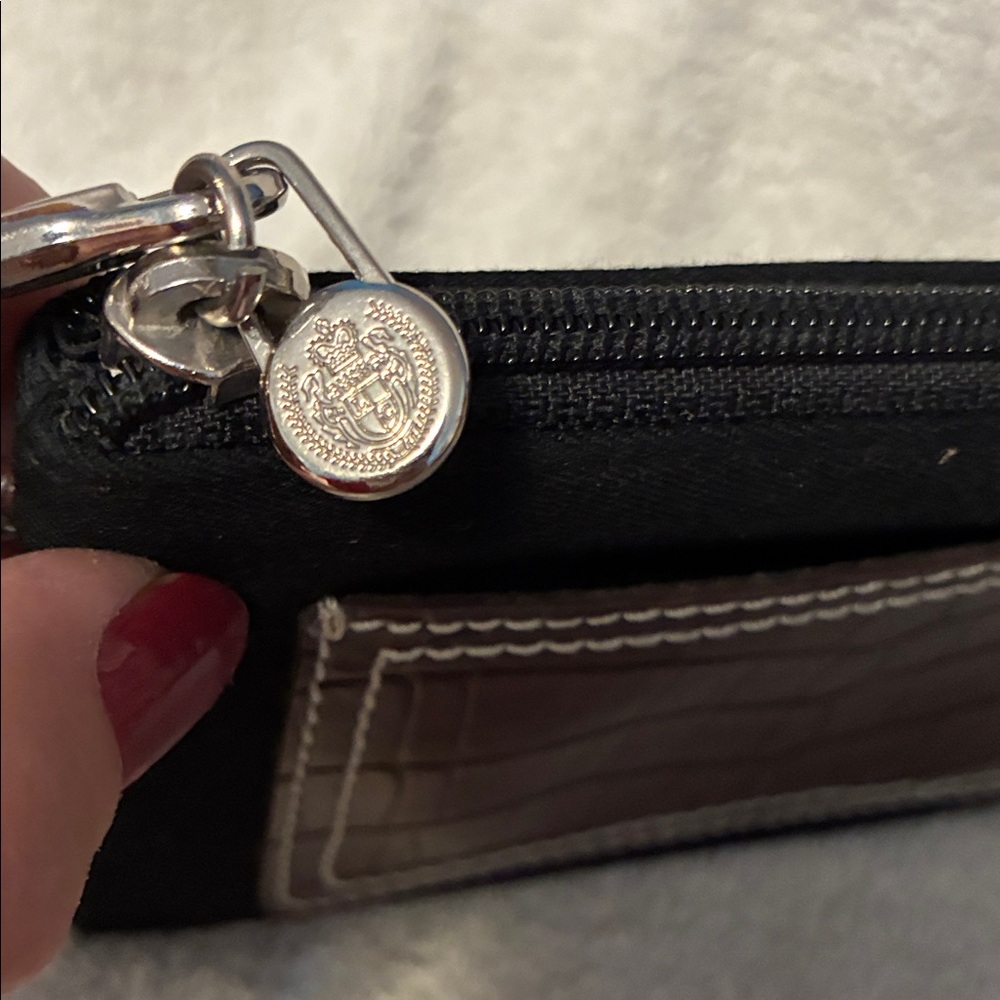 Liz Claiborne Black Suede Wristlet with Brown Croc Accent - Picture 5 of 14